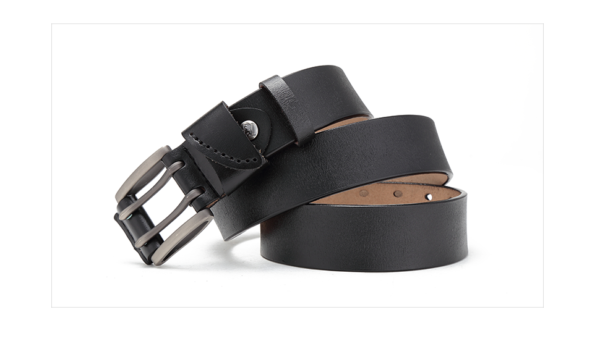 Ceinture Cuir Véritable Double Ardillon Ijimere Noir