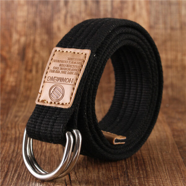 Ceinture En Toile Double Boucle Faro Noir 115Cm