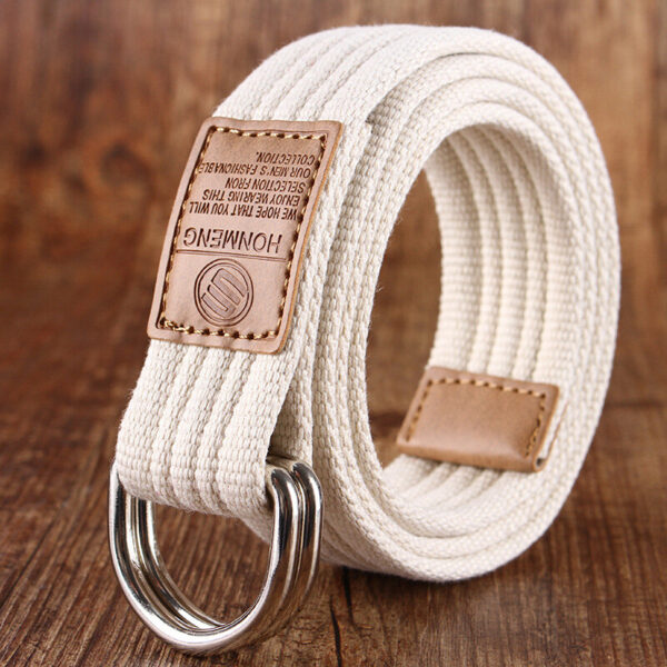 Ceinture En Toile Double Boucle Faro Crème 115Cm