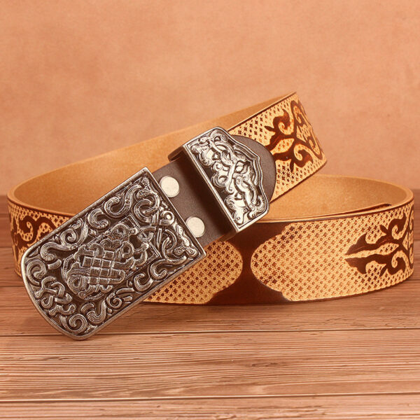 Ceinture Cuir Marron Style Ethnique