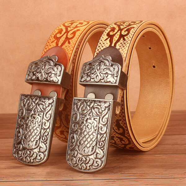 Ceinture Cuir Marron Style Ethnique