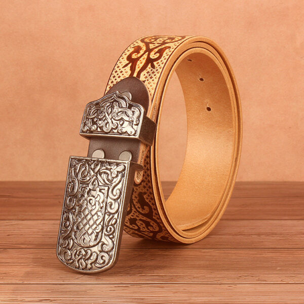 Ceinture Cuir Marron Style Ethnique