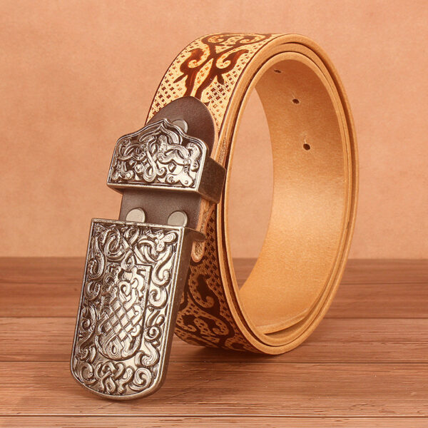 Ceinture Cuir Marron Style Ethnique