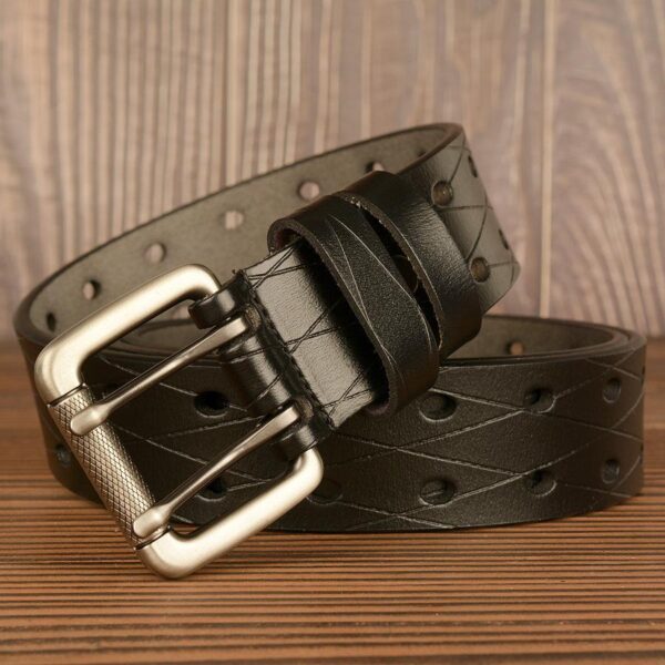 Ceinture Pour Homme En Cuir Double Ardillon