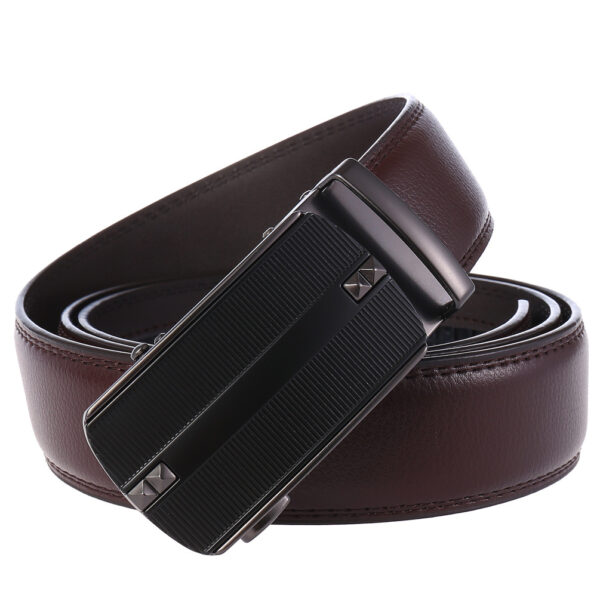 Ceinture À Boucle Automatique En Cuir Pour Homme - Marron