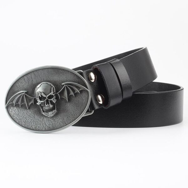 Ceinture Tête De Mort Homme En Cuir