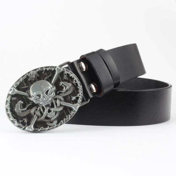 Ceinture Tête De Mort Homme En Cuir