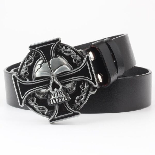 Ceinture Tête De Mort Homme En Cuir