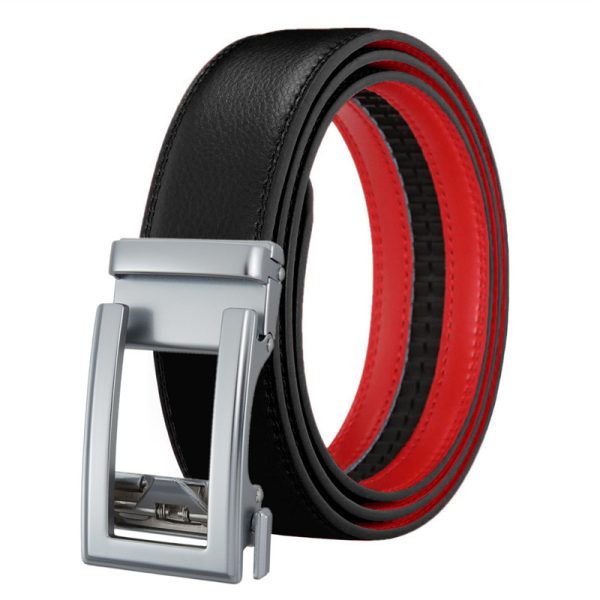 Ceinture Automatique Homme en Cuir Noir Rouge- Modèle STEVE