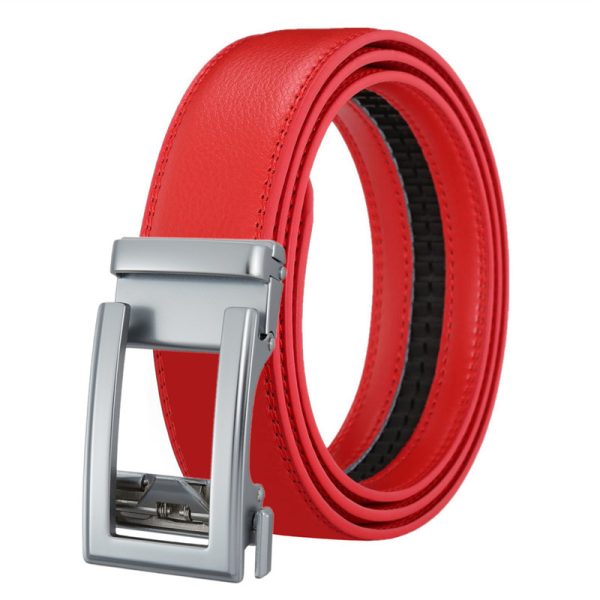Ceinture Automatique Homme en Cuir Rouge- Modèle STEVE