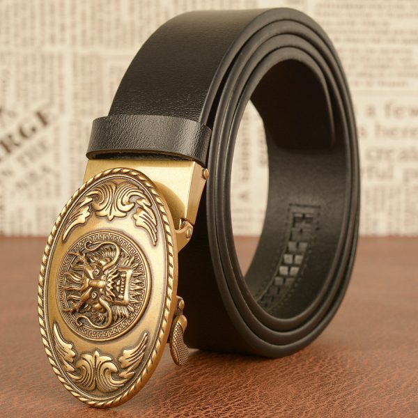 Ceinture Cowboy Homme en Cuir à Boucle Tête de Dragon