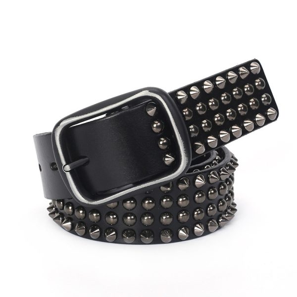 Ceinture cloutée cuir noir - Modèle VIRGILE