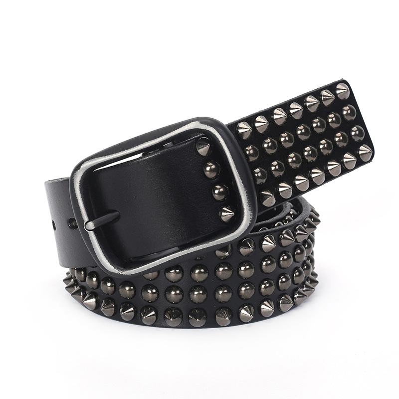Ceinture cloutée cuir noir - Modèle VIRGILE 1 Ceinture cloutée cuir noir - Modèle VIRGILE