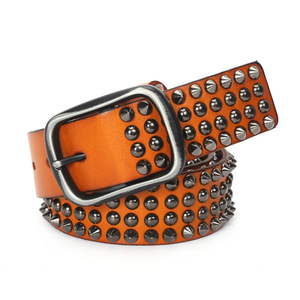 Ceinture cloutée cuir marron - Modèle VIRGILE