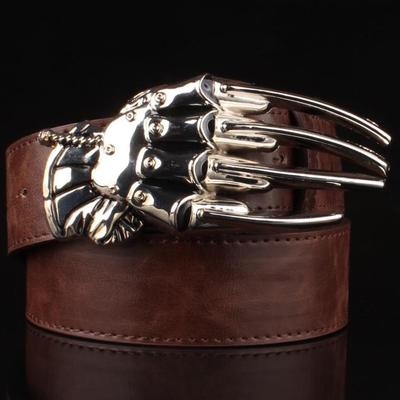 Ceinture homme tête de mort marron - Modèle SKULLY FOURBERY